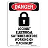 Signmission OSHA Danger Sign, Lockout Electrical, 10in X 7in Rigid Plastic, 7" W, 10" L, Portrait OS-DS-P-710-V-1436